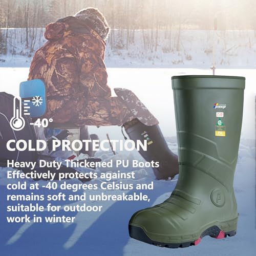 Image of Mens Heavy Duty PU Rubber Work Boots With Composite Toe Insulated Mining Boots ASTM F2413-18 Acid & Oil Resistant