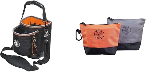 Miniatura 1 de Klein Tools 55419SP-14 Bolsa de herramientas con correa para el hombro y bolsa utilitaria Klein Tools 55470, bolsas de herramientas con cremallera