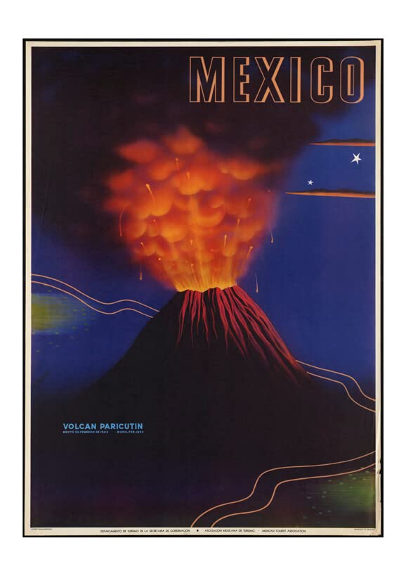Affiche Mexique Volcan Paricutin encadrée pour salon moderne et bureau