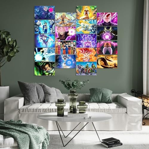 Image of ATEVON Dragon Ball Anime Poster Set - 18PCS Unframed Wall Collage Kit (6x4 inch) Featuring Goku, Vegeta, Gohan, and More - Manga-Inspired Decor for Bedroom, Dorm, and Anime Wall Aesthetic
