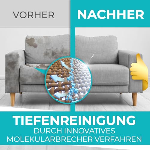 REINHORN Polsterreiniger mit Molekularbrecher ohne Wiederverschmutzung durch Tensidfreie Formel - Spezial Intensivreiniger für Textilien und Leder - Reiniger für Sofa, Couch, Auto, Polster, Teppich