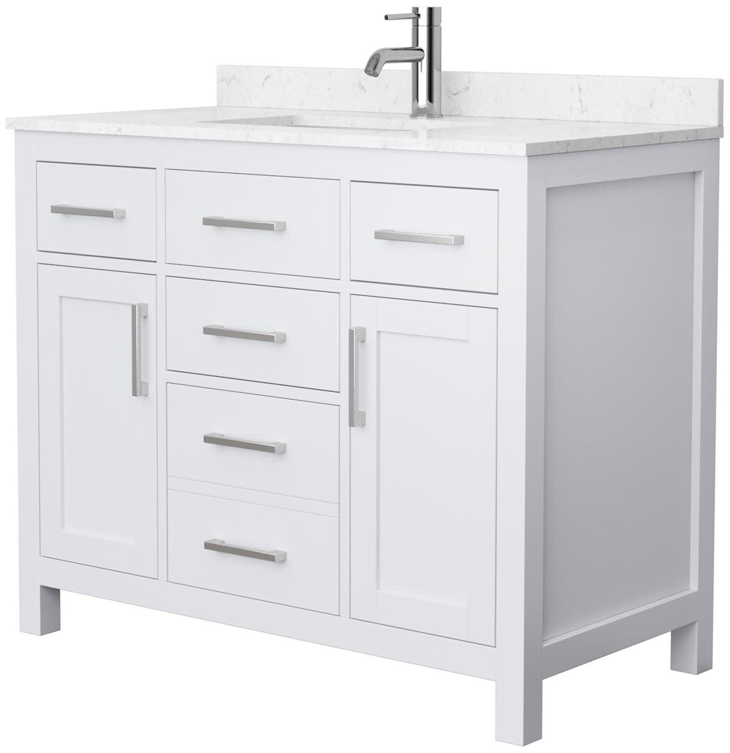 Beckett 42 Inch Single Bathroom Vanity in White, Carrara Cultured ...