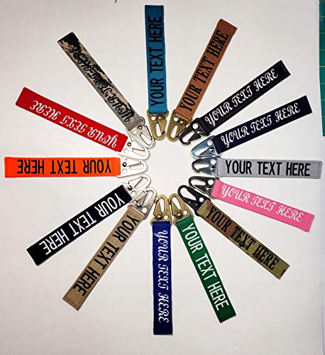 Custom Name Tape Material Embroidered 4.5" Sling Clip Style Luggage, Crate, Belt, Gear, Keyring. Over 40 Colors to Choose from.3