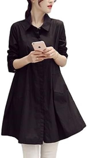 Amazon Co Jp ニブンノイチスタイル 1 2style ひざ丈 白 黒 オシャレ フレア チュニック ブラウス ワンピース レディース 服 ファッション小物
