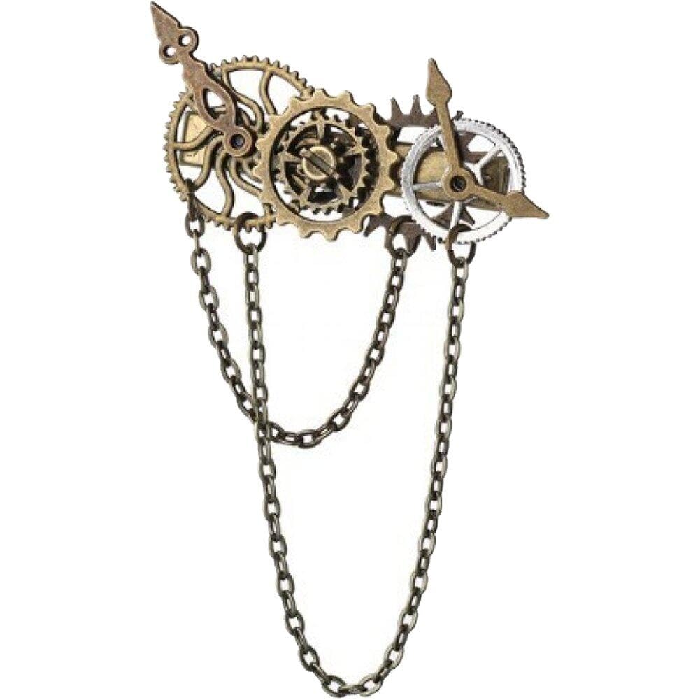 Lpitoy Women's Gothic Steampunk Gear Goth Punk Lolita Hair Pin With Chain Vintage Hair Barrettes Hair Accessory For Girl