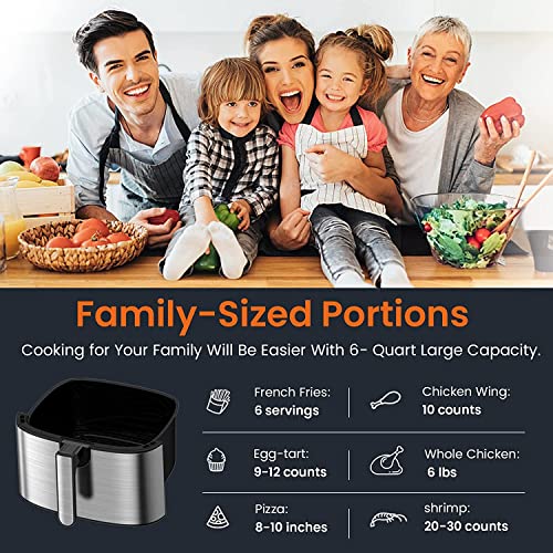 Air Fryer Xl, 6 Quart Large Airfryer Oven With 8 Presets, 1750W Electric Hot Air Fryers Dual Control Oilless Cooker With Led Touch Screen And Non-Stick Basket Dishwasher Safe, Rapid Frying #TOP3