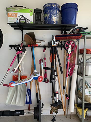 Storeyourboard Tool Pro Essential Garage Rack, Equipment Organizer, Wall Mount Hanger With Overhead Shelf #TOP7