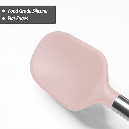 Miniatura 4 de VOVOLY - Espátula de silicona para cocinar, cuchara de goma resistente al calor, raspadores resistentes con mango inoxidable, ideal para hornear