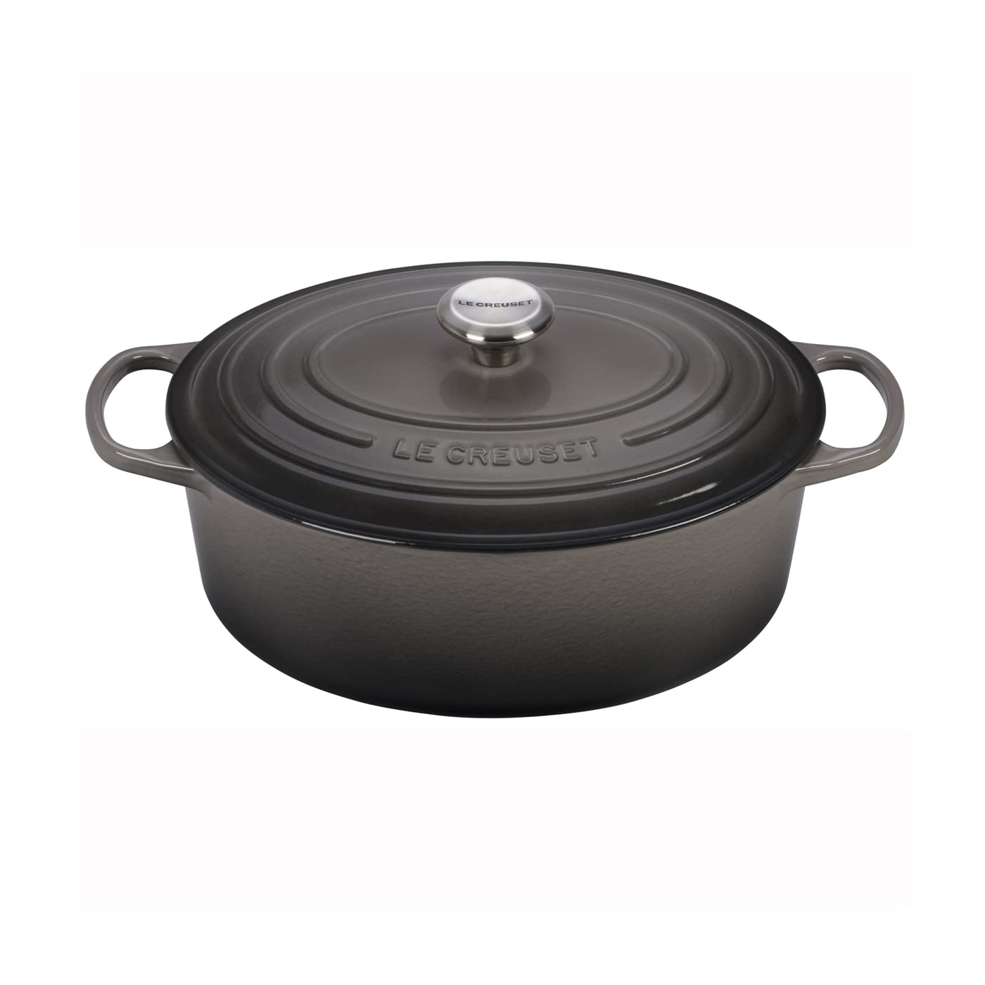 Le Creuset 5 Qt. Signature Oval Dutch Oven w/Additional Engraved Personalized Stainless Steel Knob - Oyster