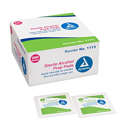 Dynarex Sterile Alcohol Prep Pad, Medium, 200 Count (Pack of 10)