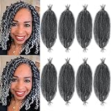 Sunsmilely Marley Twist Braiding Hair 12 Inch Afro Twist Hair 8 Packs Kinky Braiding Hair Twisted Up Springy Afro Twist Hair Ombre Gray Marley Hair Synthetic Wrapping Hair for Soft Locs