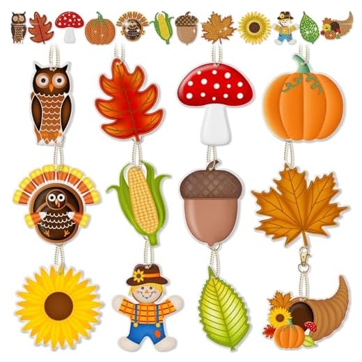 clothmile 12 peças chaveiros de pintura de diamante outono folha de bordo abóbora 5d diamante chaveiros dupla face diamante arte chaveiro diamante diamante completo ornamentos DIY para iniciantes decoração de casa