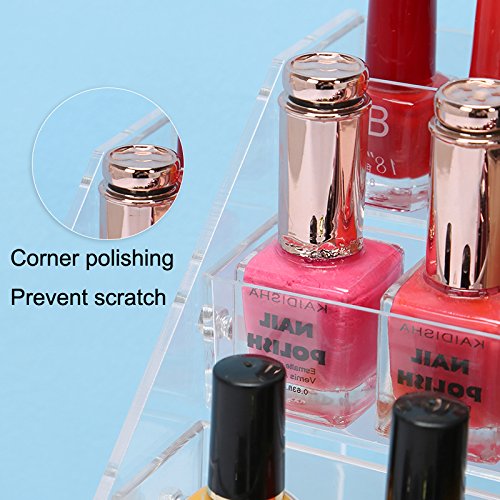 Sooyee Acrylic 6 Layer Nail Polish Organizer Case Tabletop Display Stand on the Table or Desk Holds Up 72 Bottles,Clear 6 Tier Essential Oils Holder Rack 12.2x9.5x6.9 Inches,Pack of 1