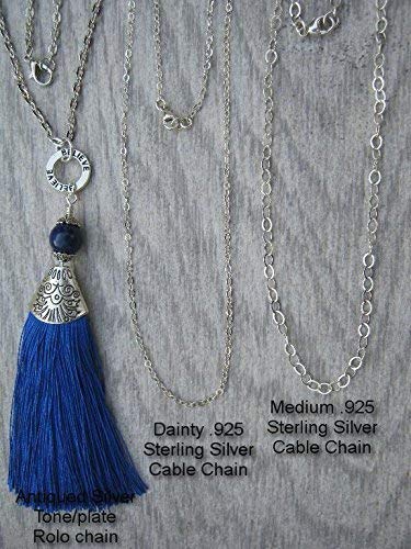 Believe NAVY Blue Silk Tassel Necklace 