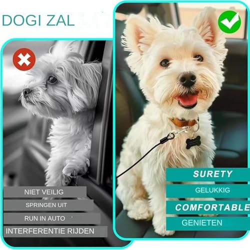 Hundegurtgeschirr für Auto, Hundeautogurtbefestigung - Beschichteter Draht Hund Autositz Gurtclip Gurt - Starker Welpe Autogurt mit robustem Karabiner für kleine Hunde
