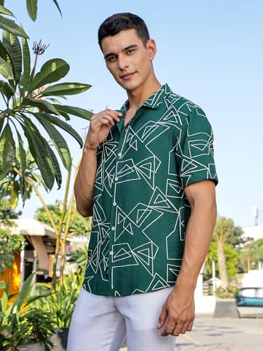 Image of Thomas Scott Mens | Half Sleeve | Embroidered Printed | Regular Fit | 100% Cotton | Casual Shirts