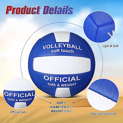 Image of Lenwen 2 Pack Volleyball Official Size 5, Blue-White, Red-White