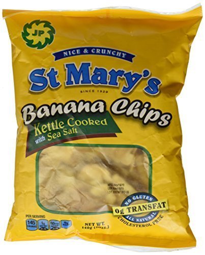 St Mary's Banana Chips Kettle Cooked with Sea Salt 5 Oz/ 142 Gr Pack of 8