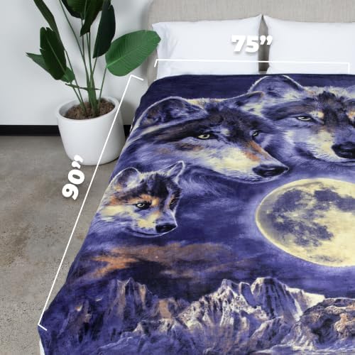Miniatura 3 de Dawhud Direct Moon Wolf - Manta de vellón para cama, 75 x 90 pulgadas, manta con luna para mujeres, hombres y niños, manta de felpa súper suave,
