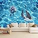 Produktbild 3D Wallpaper Wandbild Benutzerdefinierte Unterwasserwelt 3D Wandbild Dolphin Marine Kinderzimmer Swimmingpool Hinte Wanddekoration fototapete 3d Tapete effekt Vlies wandbild Schlafzimmer-150cm×105cm