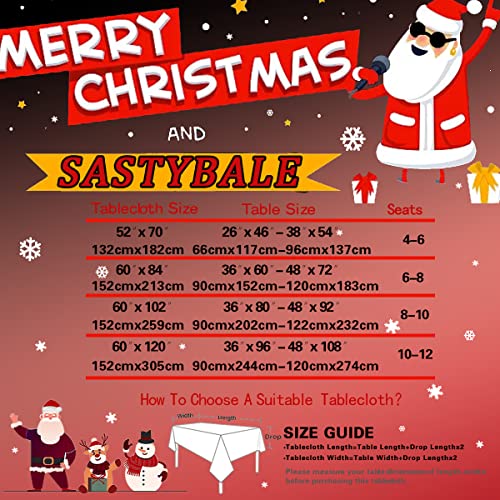 SASTYBALE Christmas Tablecloth Rectangle Vinyl with Flannel Backing, Buffalo Plaid Snowflake Print, Waterproof & Heavy Duty Plastic Table Cover for Dining, Party, Holiday, 52 x 70 Inch Red and Black – Image 7