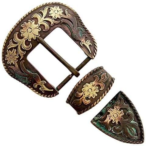 Cowboy Cowgirl Ersatz-Gürtelschnalle, Western-Blumenmuster, für 38 mm Gürtelriemen, Antik Kupfer Cover