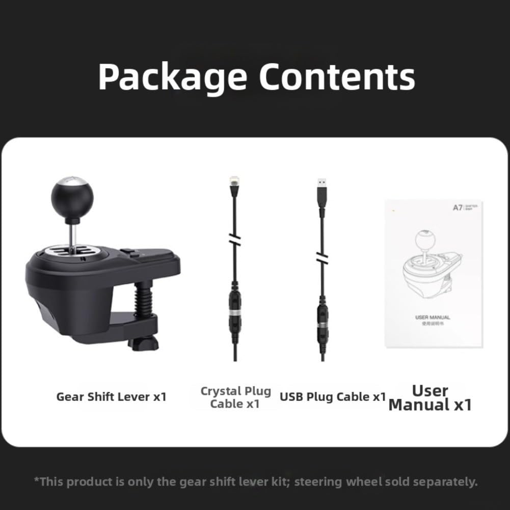 Palanca de cambios de carreras con 6 modos secuenciales más 1 para volantes de simulación, palanca de transmisión manual de plástico ABS en color negro para una mejor experiencia de juego en la