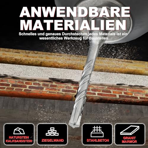 METOTY SDS Plus Bohrer 40mm×600mm，Steinbohrer,Hammerbohrer,Betonbohrer,Für Stein,Beton,Naturstein,Ziegelmauer