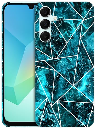 Coque Samsung Galaxy A16 5G GlamCase en plastique dur avec motif géométrique marbré bleu sarcelle