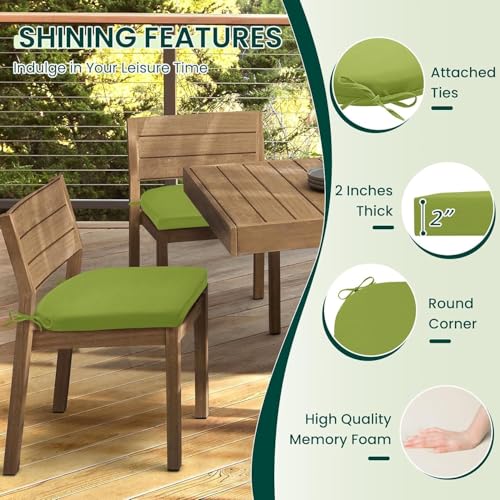 Image of D-8 Chair Solid Seat Cushion for Chair, Waterproof, Indoor and Outdoor, Comfortable Foam Cushions (Round Corner,Green) (Set-2) (Cushion Thinkness 5cm)