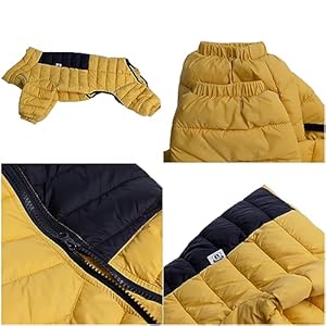 Dog Coat Dog Warm Jacket 4 Legs Covered Waterproof Windproof Reflective Warm Dog Vest Zippered Adjustable Outdoor Dog Snow Jacket for Small Medium Large Dogs Yellow M Cucciolini Doodles Dog coat dog warm jacket 4 legs covered waterproof windproof reflective warm dog vest zippered adjustable outdoor dog snow jacket for small medium large dogs yellow m cucciolini doodles
