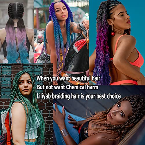 Liliyab Braiding Hair, Pink Braiding Hair Pre Stretched, Easy Crochet Braids, Soft Rainbow Colors Synthetic Fiber Hair Extensions For Box Braids (Purple-Pink-Light Pink-C25) #TOP7