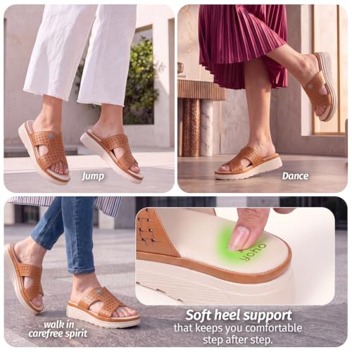 Image of YOHO SDL 111 Slides for Women | Orthopedic & Soft Sandal for Ladies | Fancy Slippers /Chappal For Girls | Stylish Heeled Wedhes for Everyday Wear