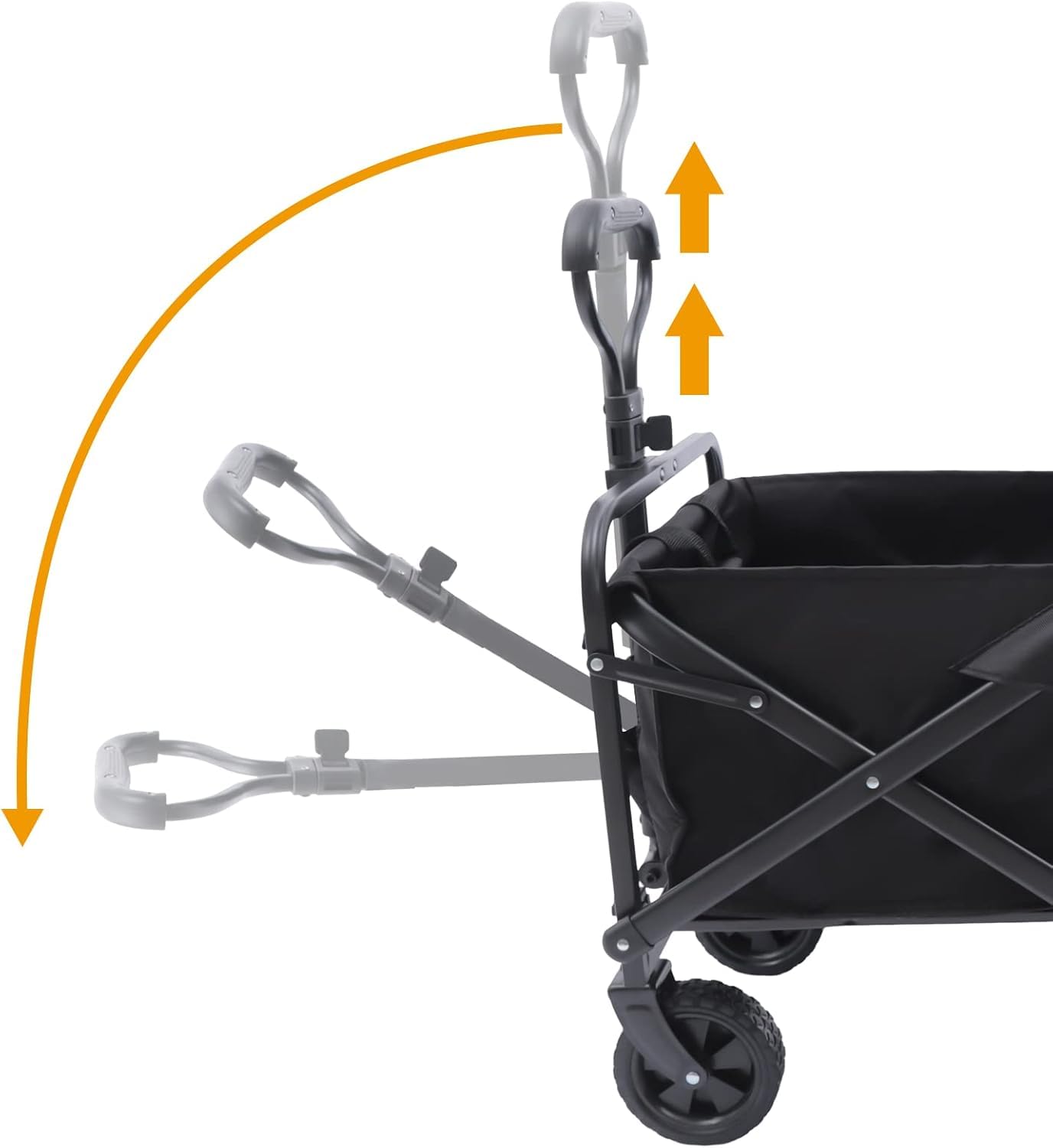 Carrello da festival, carrello pieghevole da campeggio, 4 ruote girevoli a 360° con manico regolabile, carico 80 kg, adatto per attività all'aperto, spiagge, giardini