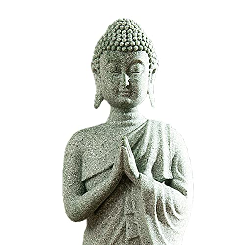 Livelyfish Japanese Sandstone Buddha Statue Asian Aquarium Decorations Handmade 7.1” Zen Buda Sculpture For Pagoda Garden Fish Tank Decor, A #TOP5
