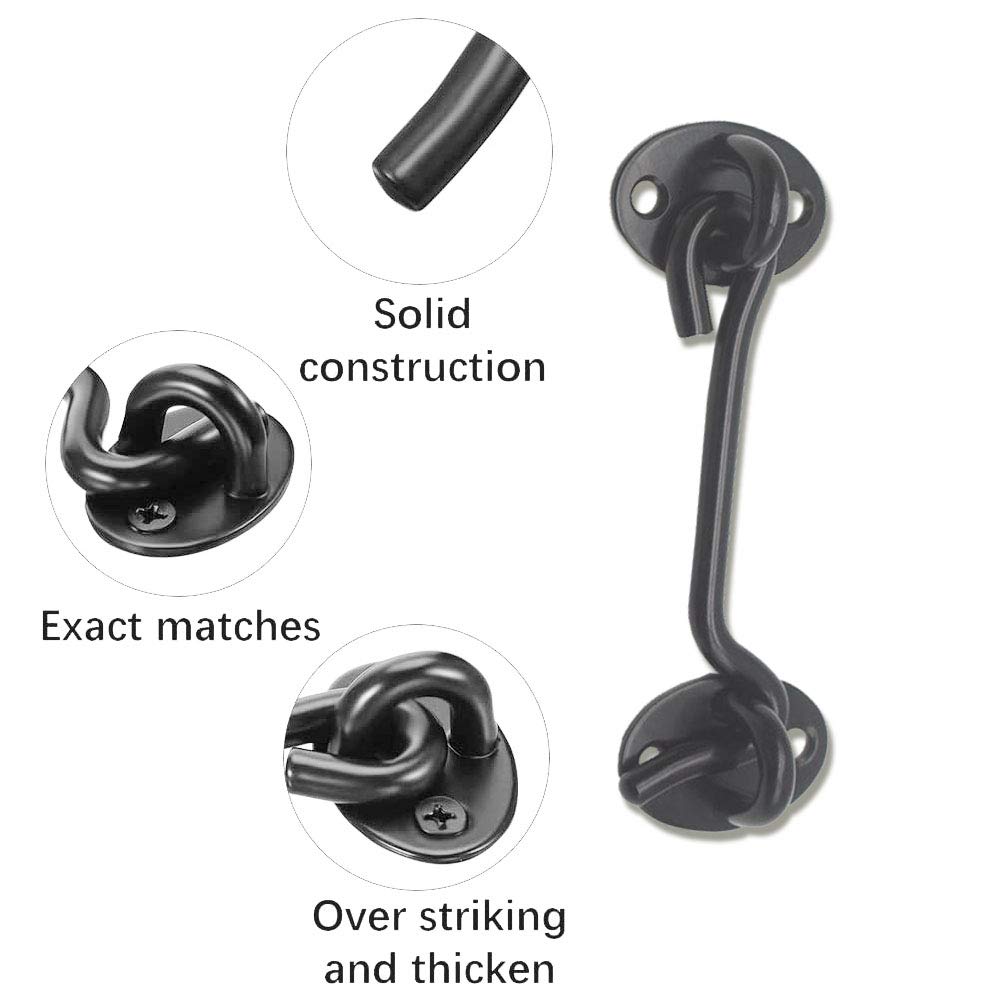 Buy 4 Pieces Barn Door Lock Black 4 Inch Lock Hook Eye Latch Solid Gate