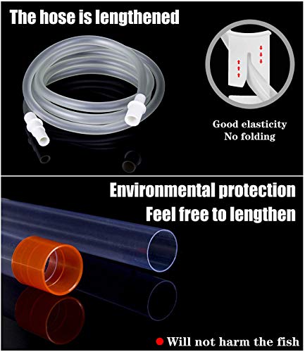 Queta - Detergente per acquario, per acquario, per ghiaia, con pulsante a pressione e regolatore di flusso dell'acqua per cambiare rapidamente acqua, lavaggio sabbia, assorbimento delle feci - Image 7