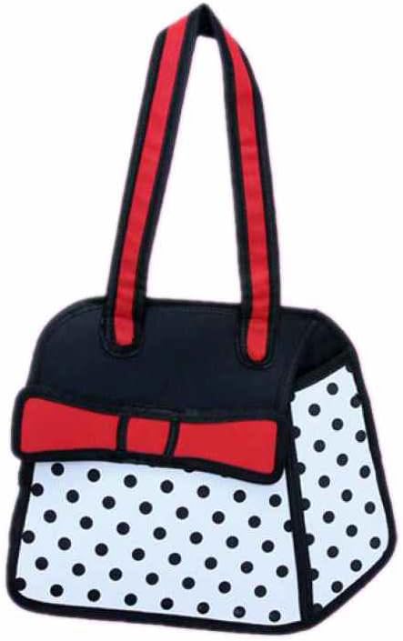 Black 3D 2D Drawing From Cartoon Paper Bag Comic Bow Handbags