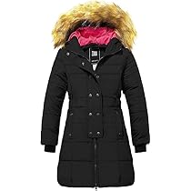 ZSHOW Giacca Invernale Imbottita Calda Cappotto Foderato Imbottito Cappotto con Cappuccio con Pelliccia Parka da Esterno Spessa a Vento Bambina Nero 116-122