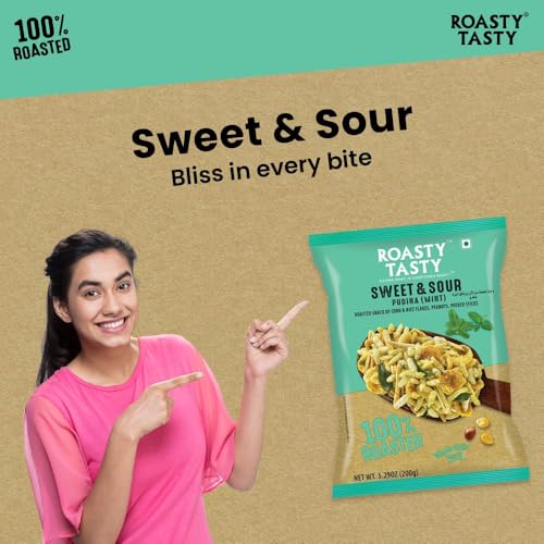 Image of Roasty Tasty Roasted Sweet & Sour Mixture | Pudina | Best Indian Tea Snack | Chivda | Namkeen Snacks | Healthy Snacks | Diet Chiwda | Roasted Namkeen | Guilt Free | 200g