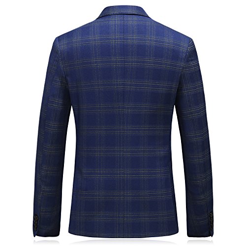 Mogu 3 Piece Suits For Men Plaid Suit Men Regular Fit Us Size 34 (Asian L/50) Blue #TOP1