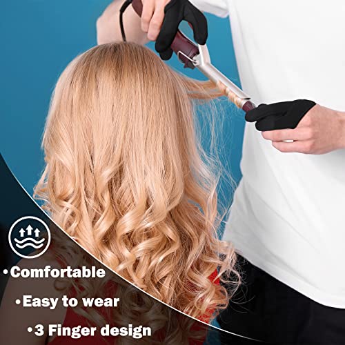 2 pcs heat resistant gloves for hair styling curling wand 3 finger reusable mittens protection gloves for barber dye protector straightening