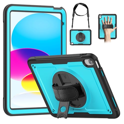 Coque iPad 11 pouces 2025 antichoc enfant bleu clair avec poignée