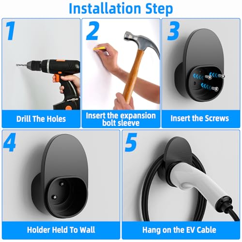 Azyvum Typ 2 Wandhalterung Ladekabel Wandhalterung Robust und langlebig Kabelhalterung Wallbox Kabelhalter Typ 2 Steckerhalter Kompatibel mit Allen Typ 2 Ladekabeln