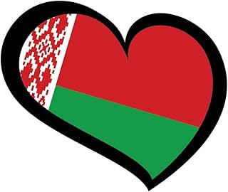 Belarus Country Flag Sticker Heart Shape Bumber Sticker Decal - 4 x 3.5 inc.