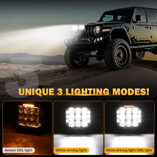 Image of Auxbeam 7 inch Off-Road Lights with 270 Side Shooter, V Max Series Pod Lights with DRL & Back Light, 228W 26100LM Spot Flood Combo Ditch Lights, Cube LED Driving Light for Jeep ATV UTV, Pair