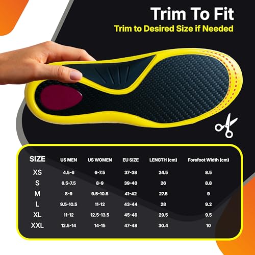 Image of Carbon Fiber Insole with Arch Support - Plantar Fasciitis, Flat Feet, Heel Pain, Overpronation Relief, Running & Sports - Memory Foam & Breathable Fabric - Deep Heel Cup