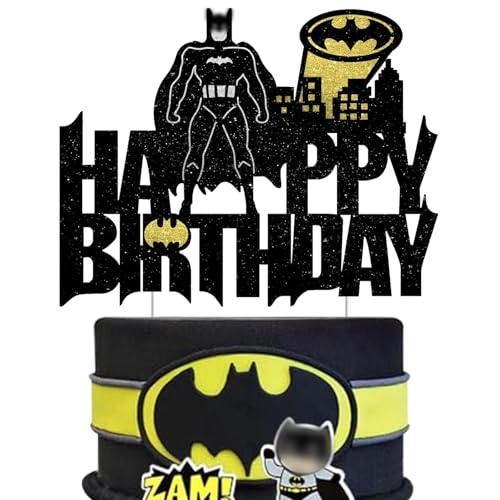 Batm Decoracion Tartas Cumpleaños para Niños, Topper Tarta Cumpleaños, Decoración de Cupcakes, Batm Cake Topper para Fiesta de Cumpleaños Niños