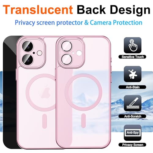 Image of for iPhone 16 Case with Privacy Screen Protector, Pink