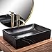 Rea Aufsatzwaschbecken Inga Black Marble Mat Waschtisch Handwaschbecken Waschschale Waschbecken für Badezimmer aus hochwertiger Keramik 510 mm x 345 mm x 120 mm (schwarz matt)